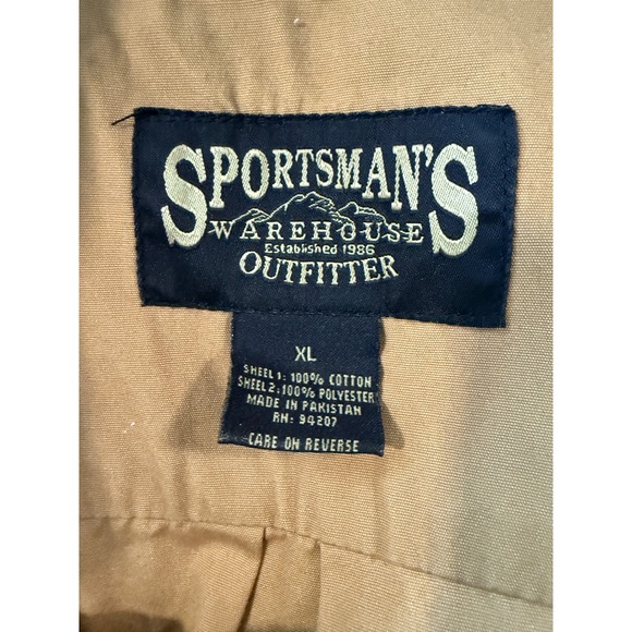 Sportsmans Warehouse Outfitters Canvas Utility Shirt Khaki Neon Shoulder Size XL - Picture 8 of 10